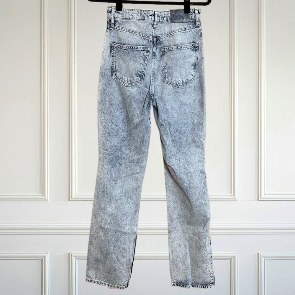 Free People My Own Lane High Rise Distressed Straight Leg Acid Wash Jeans 28 - Picture 3 of 14